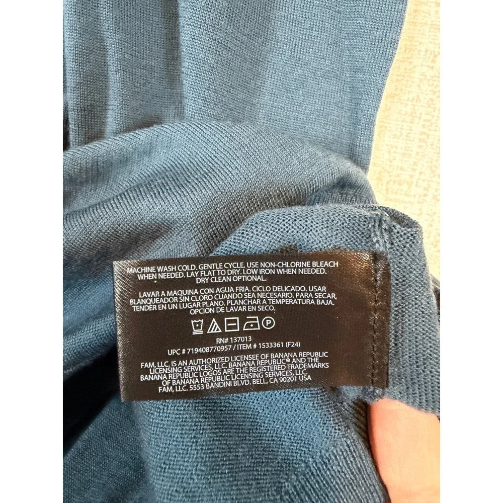 NWT Banana Republic Mens XXL Blue Merino Wool Crew Neck Sweater Classic Luxury